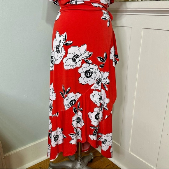 Lane Bryant Floral Faux Wrap Maxi Dress Red & White Size 22/24 - Picture 5 of 10